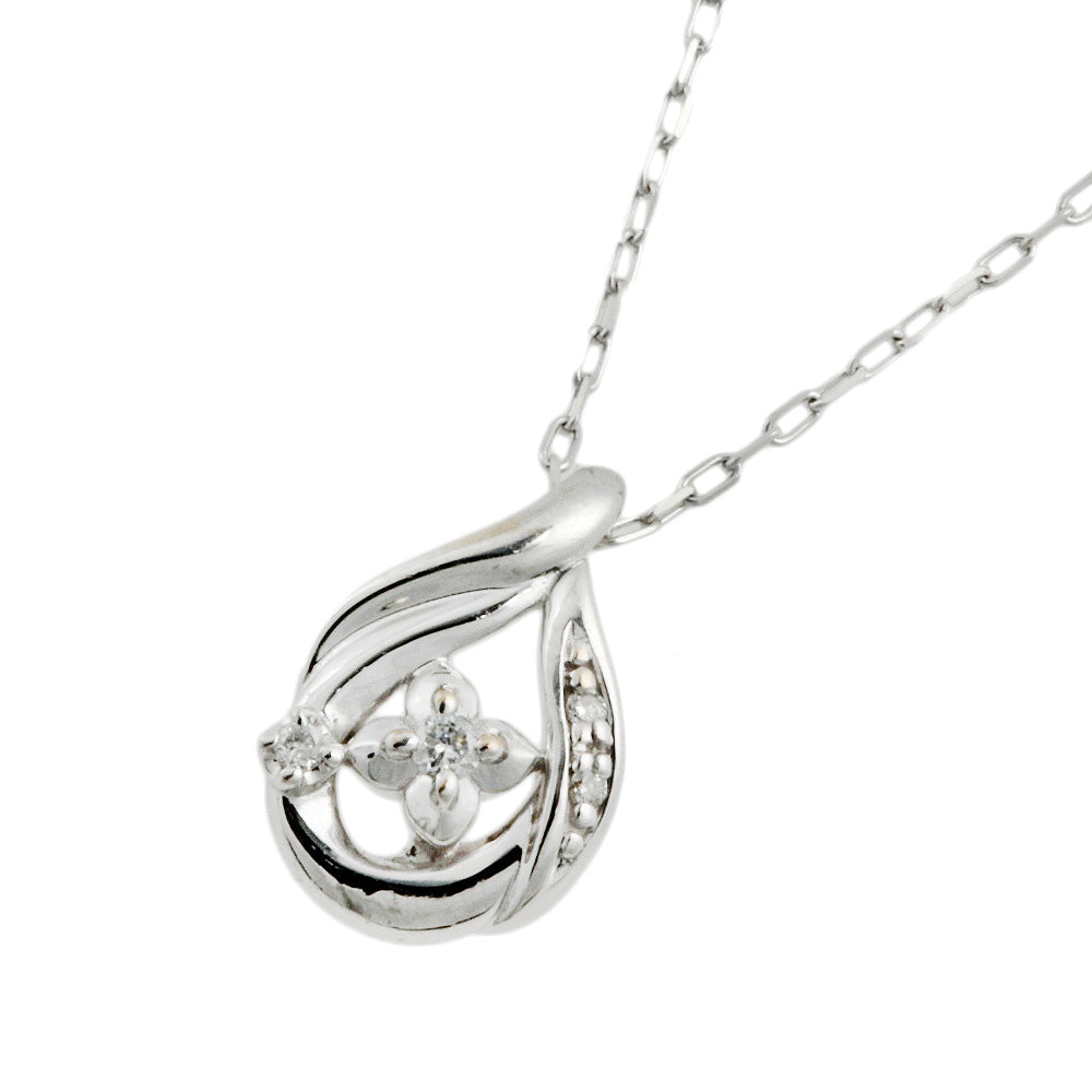 4℃ K18WG Diamond Necklace 40cm 2.0g