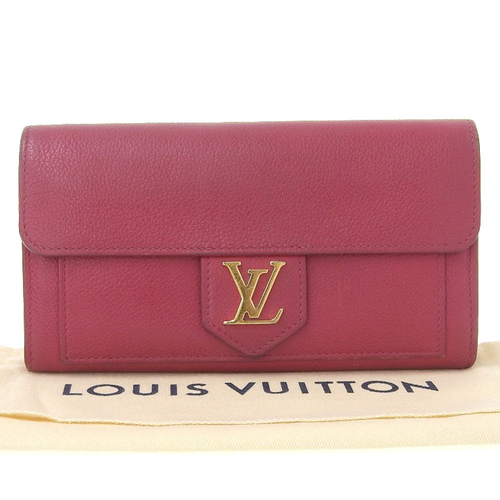 Louis Vuitton Lockme Leather Long Wallet Pink M61277 in Very Good Condition