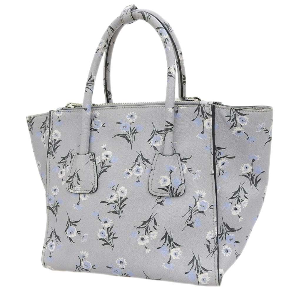 Prada Floral 2-Way Handbag Gray B2625P