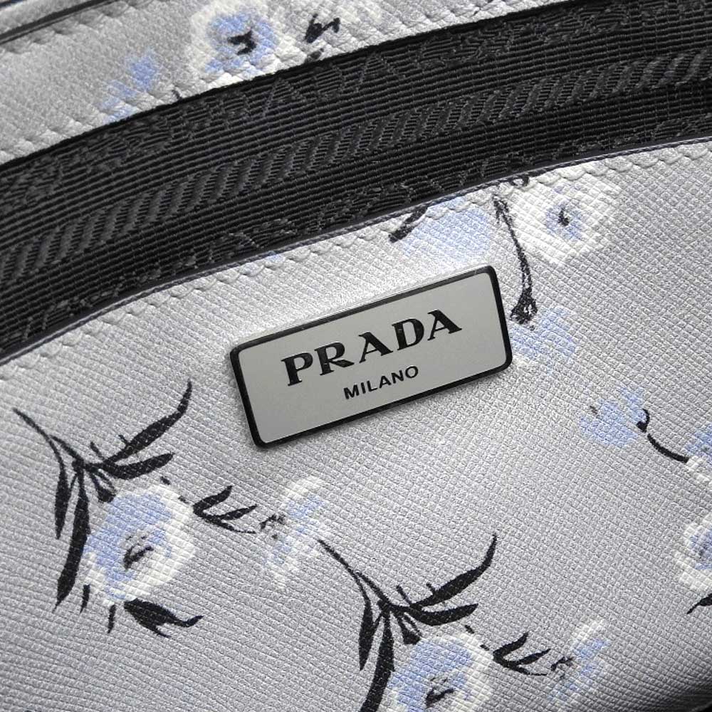 Prada Floral 2-Way Handbag Gray B2625P