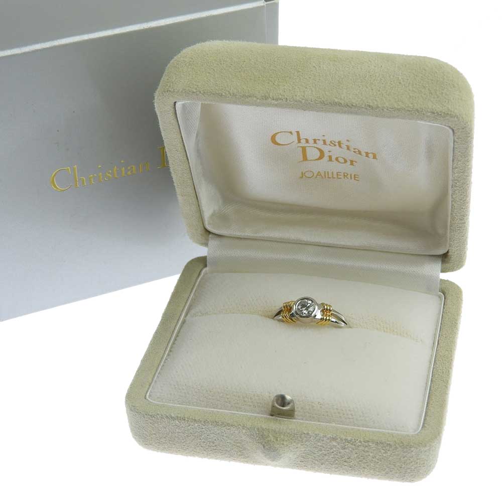 Christian Dior Platinum K18YG Diamond Ring 6.5 in Excellent Condition