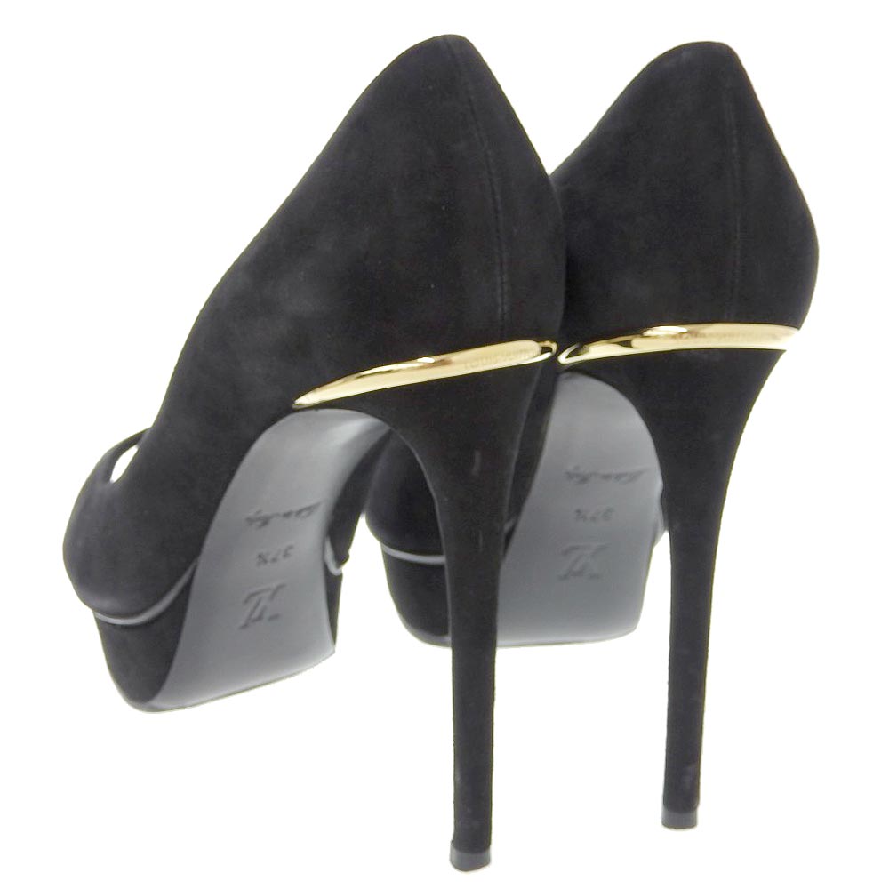 Louis Vuitton Suede Leather Open Toe Pumps Black