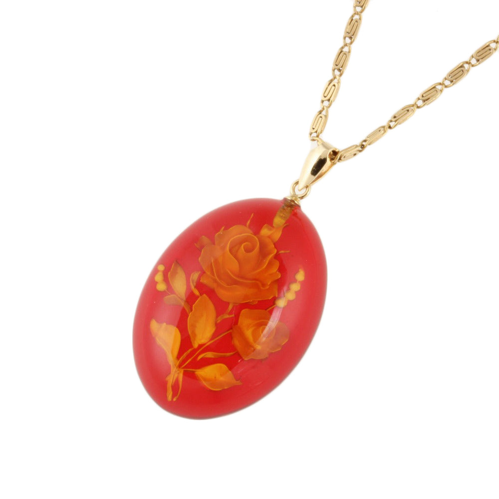 K18YG Amber Necklace 40cm No Brand