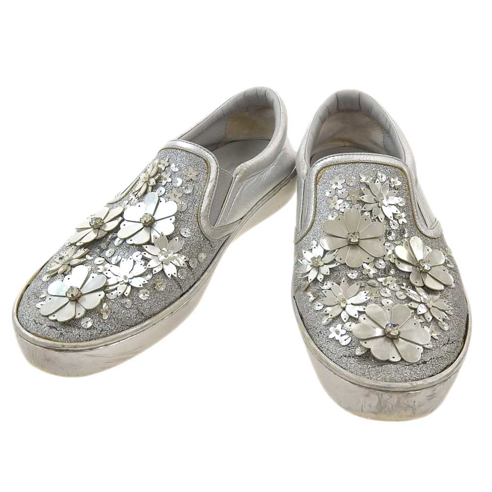 Dior Slip-On Sneakers Silver Flower