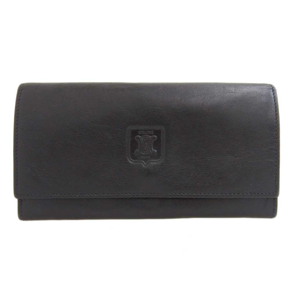 Celine Leather Bifold Long Wallet Black