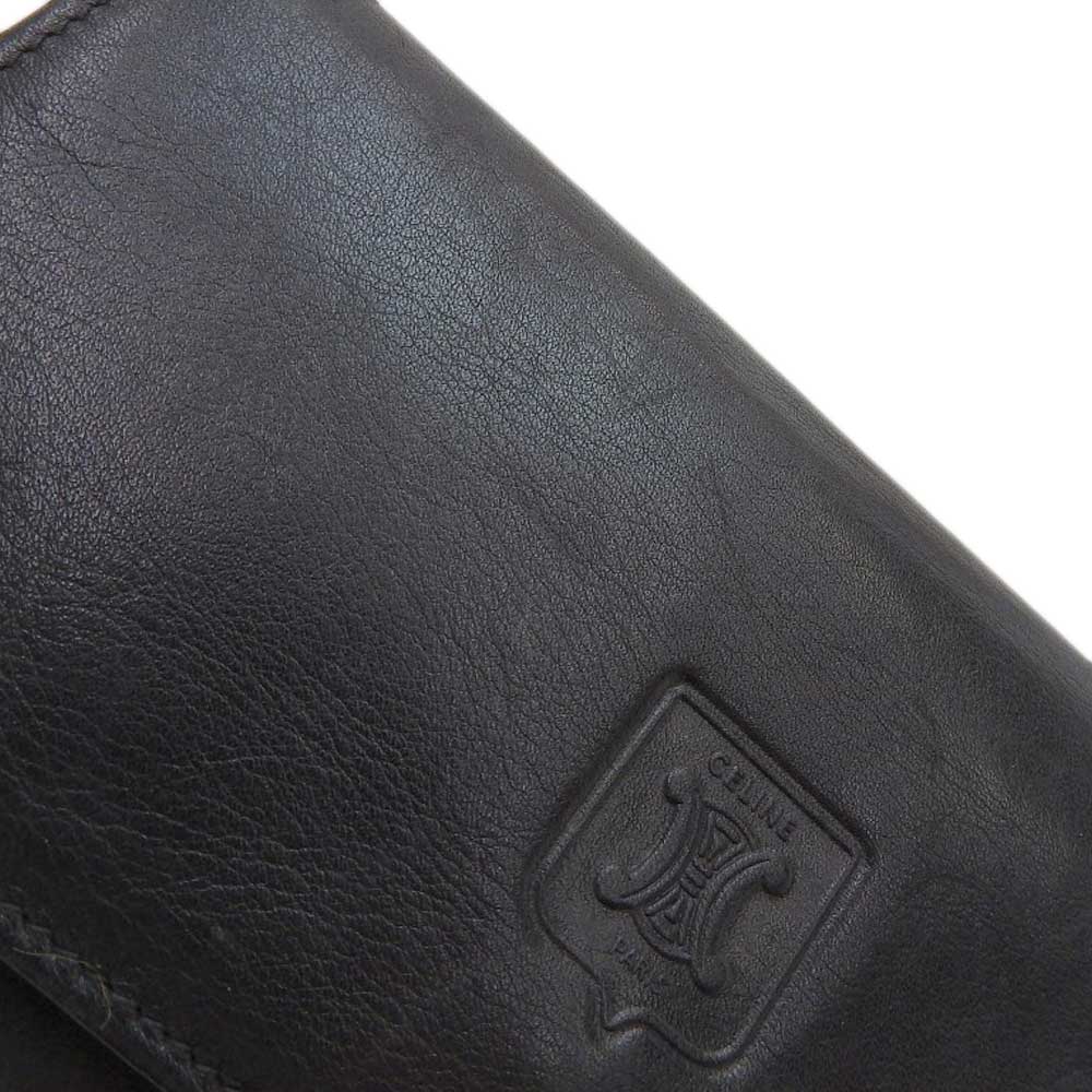 Celine Leather Bifold Long Wallet Black in Very Good Condition