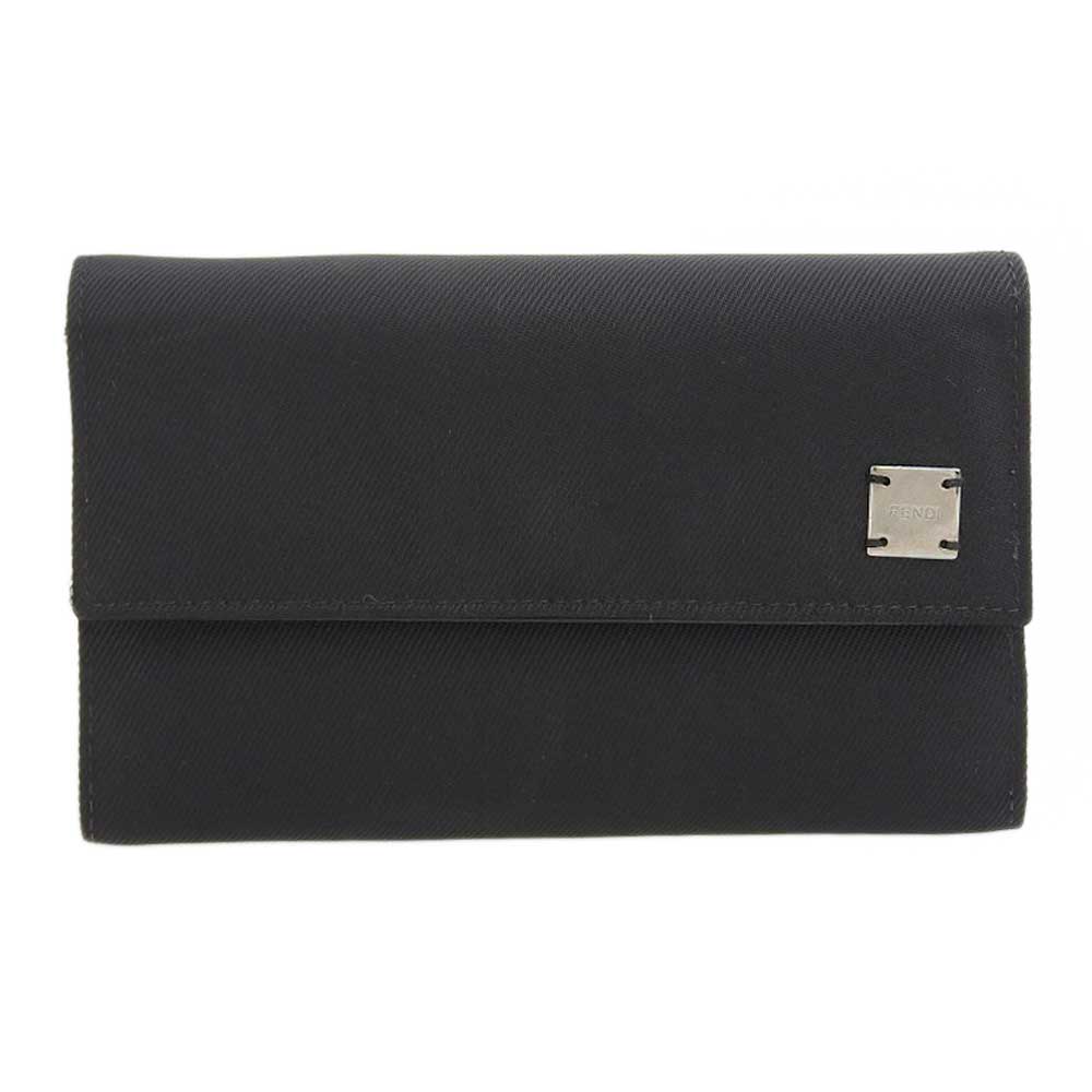 Fendi Logo Trifold Wallet Black in Very Good Condition