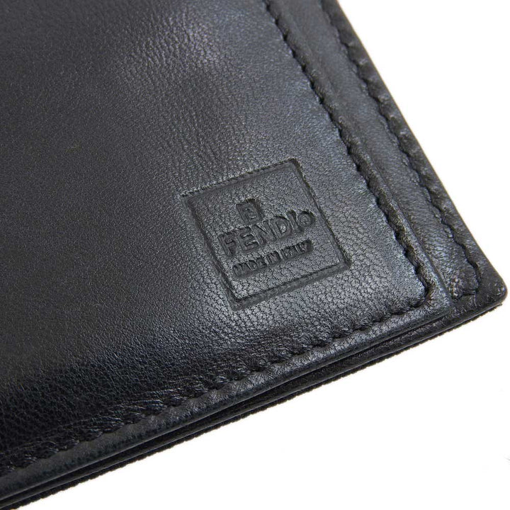 Fendi Logo Trifold Wallet Black in Very Good Condition