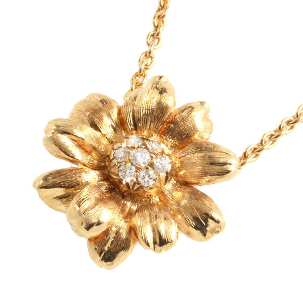 WAKO Flower Necklace K18YG Diamond 0.10ct 40cm