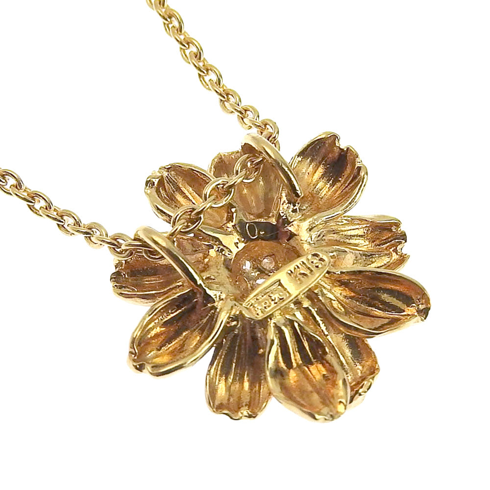 WAKO Flower Necklace K18YG Diamond 0.10ct 40cm in Excellent Condition