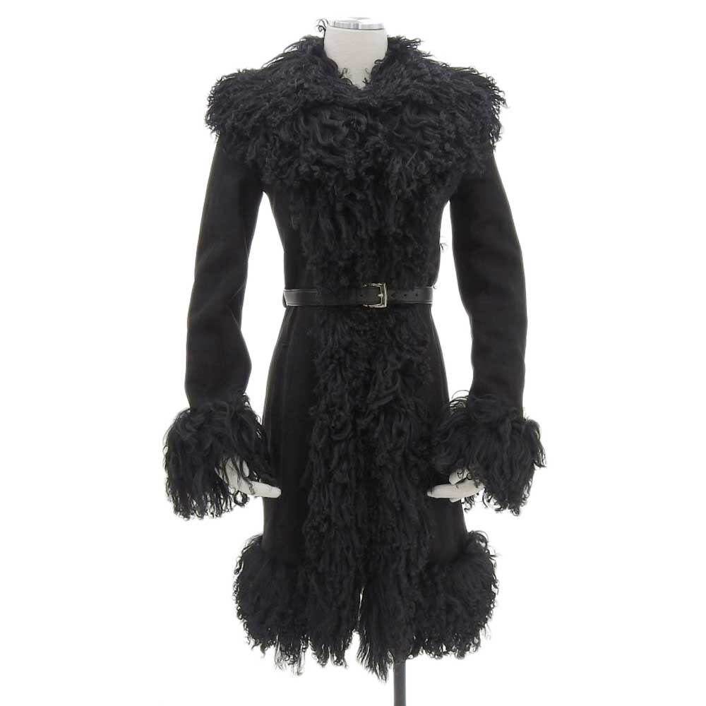 Gucci Shearling Fur Coat Black 36 in Great Condition