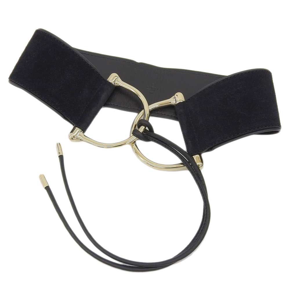 Gucci Suede XS Wide Belt Black with Gold Hardware in Great Condition