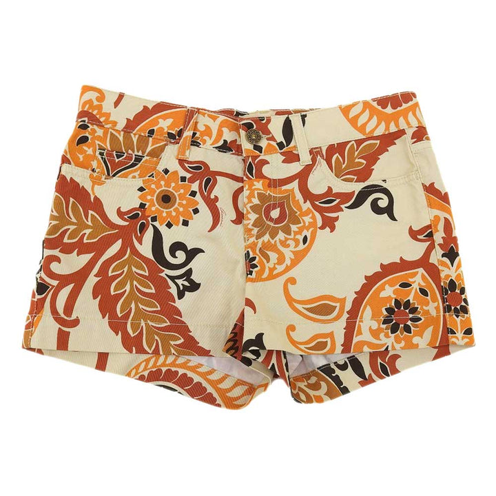 Gucci Floral Cotton Shorts, Cream Orange, Size 36