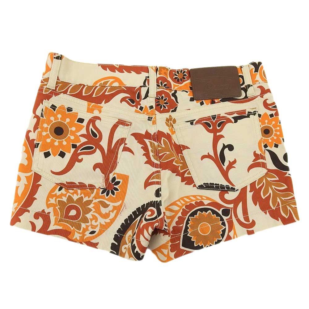 Gucci Floral Cotton Shorts, Cream Orange, Size 36 in Excellent Condition