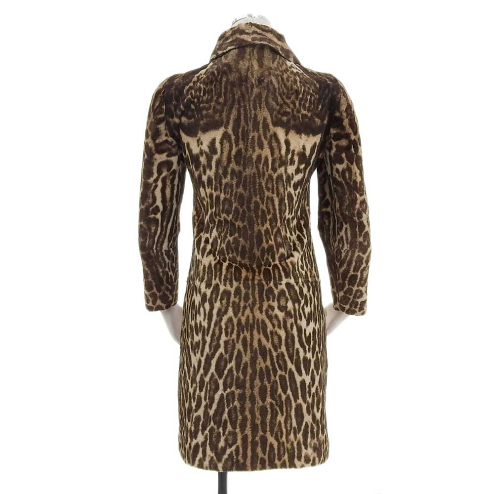 Gucci Leopard Print Fur Coat Brown 36