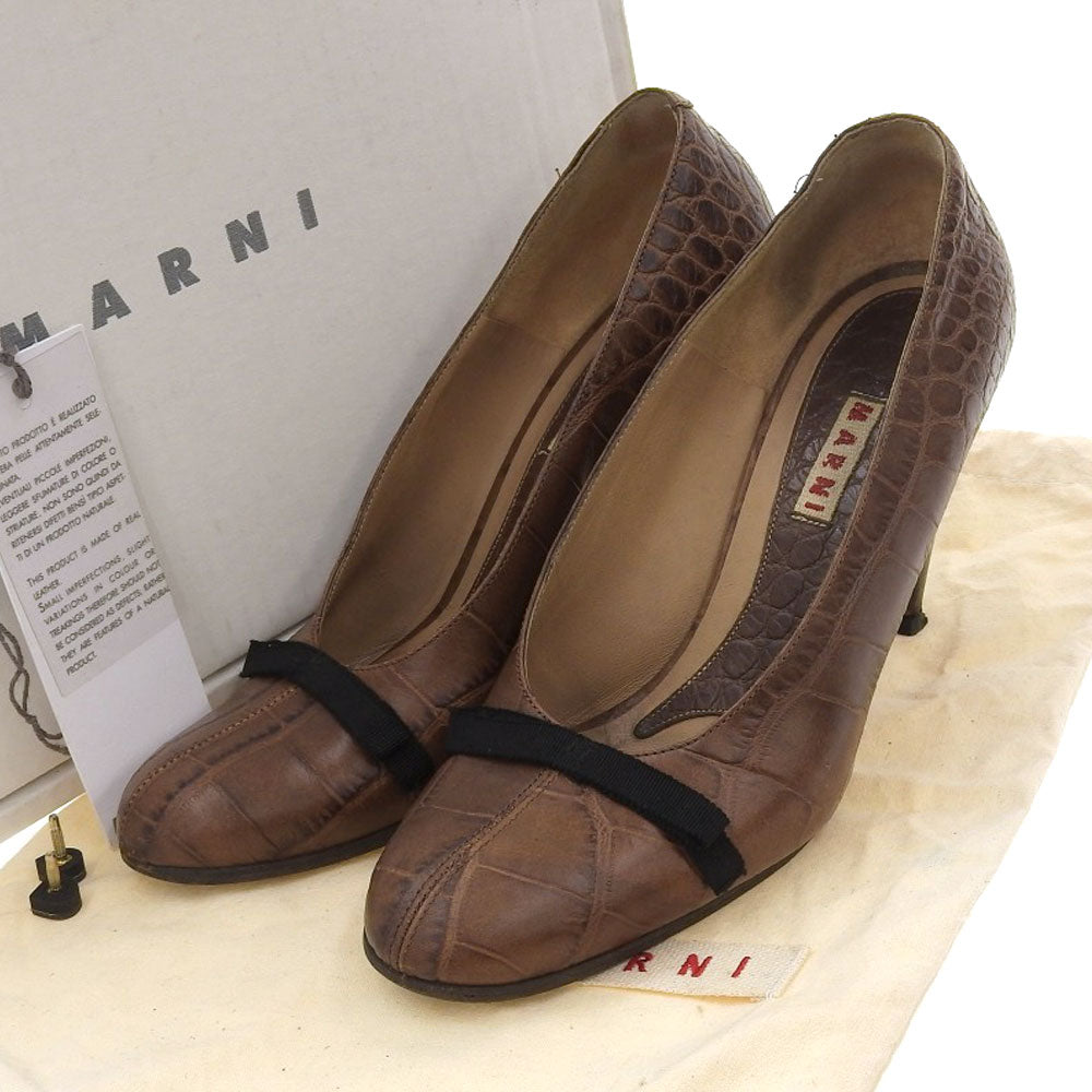 Marni Leather High Heel Pumps Brown Size 38