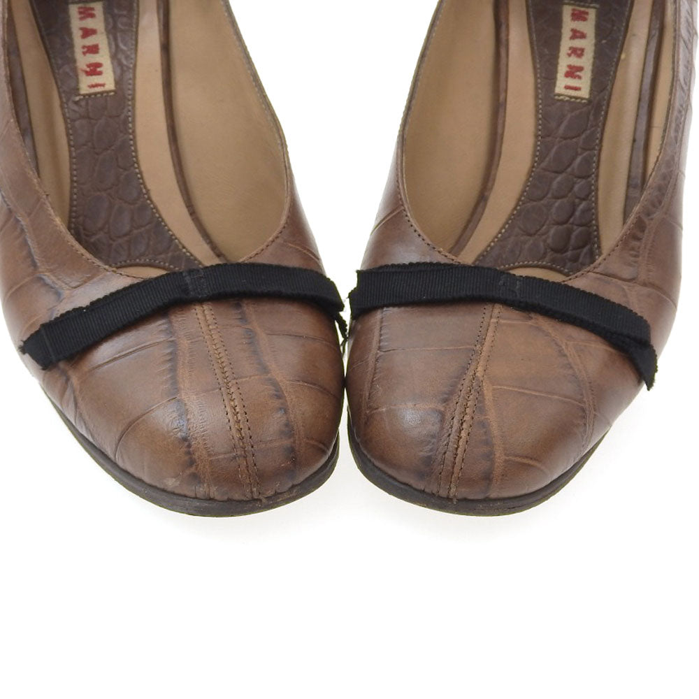 Marni Leather High Heel Pumps Brown Size 38