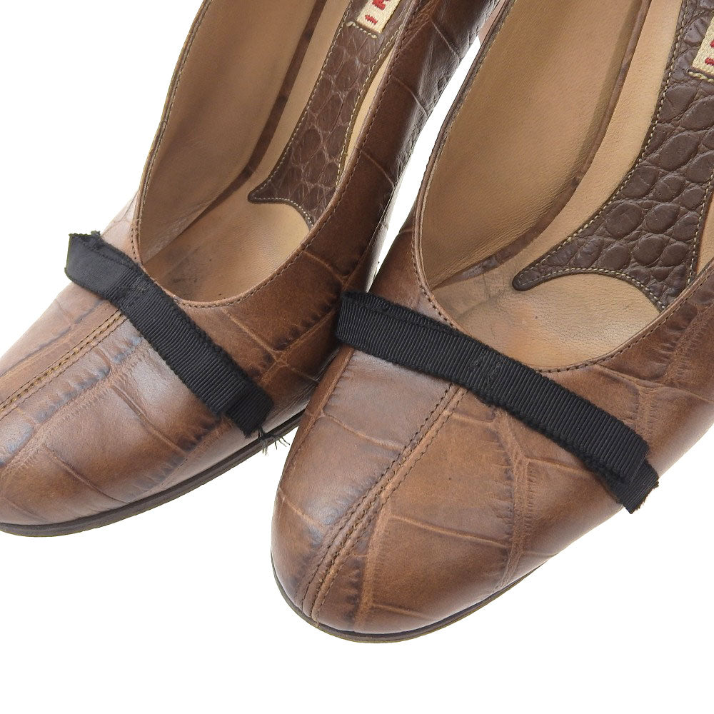 Marni Leather High Heel Pumps Brown Size 38