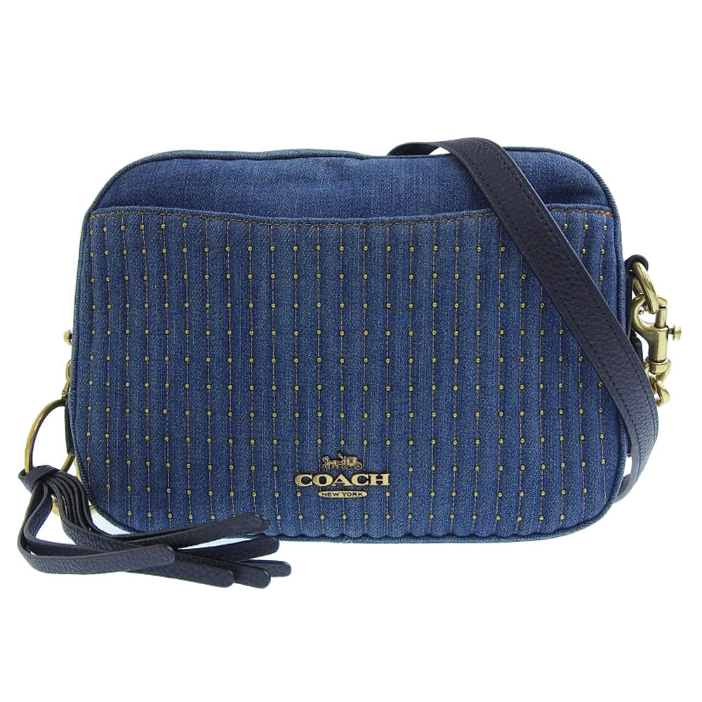 Coach Denim Quilted Studs Shoulder Bag 53622