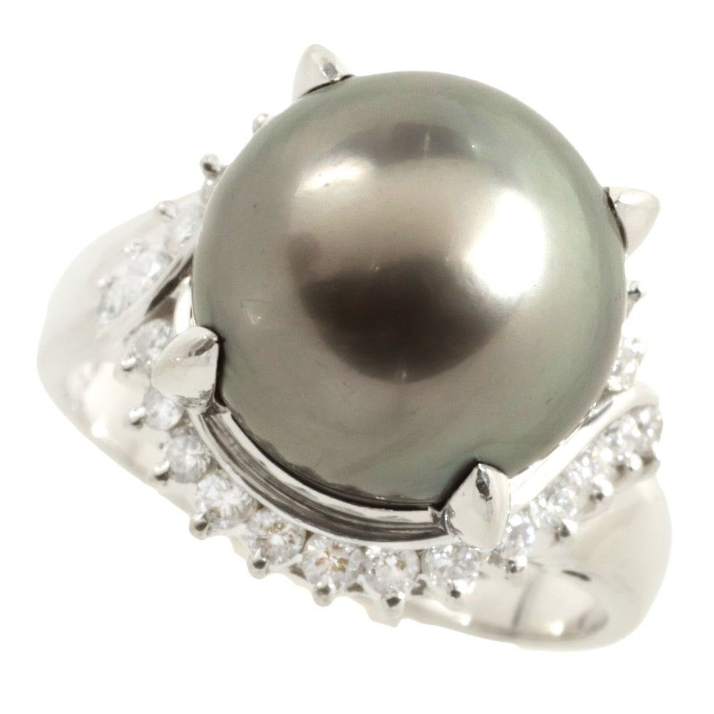 Pt900 Black Pearl Ring 11mm No Brand