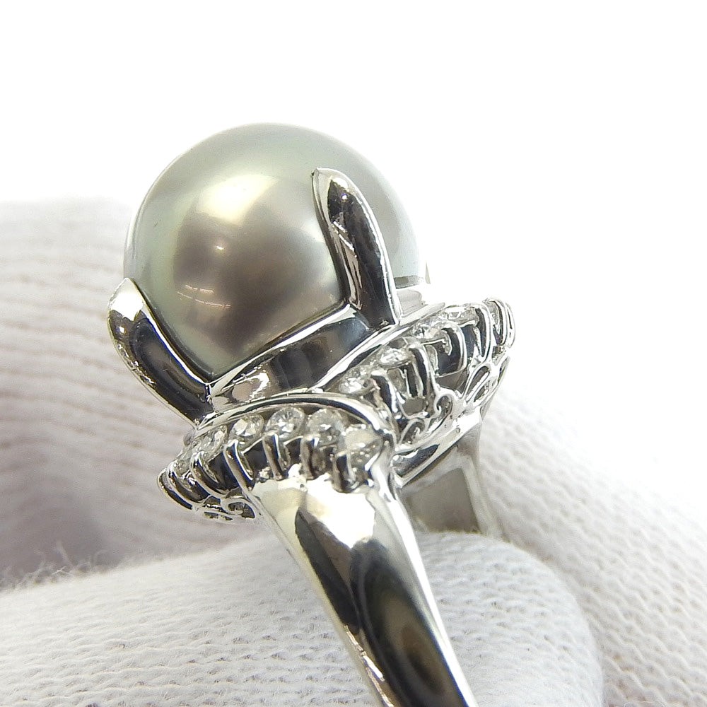 Pt900 Black Pearl Ring 11mm No Brand