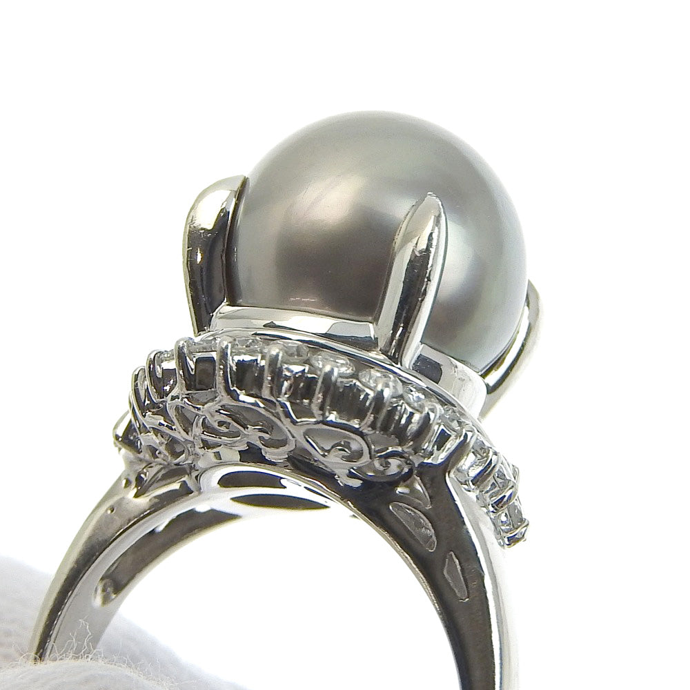 Pt900 Black Pearl Ring 11mm No Brand