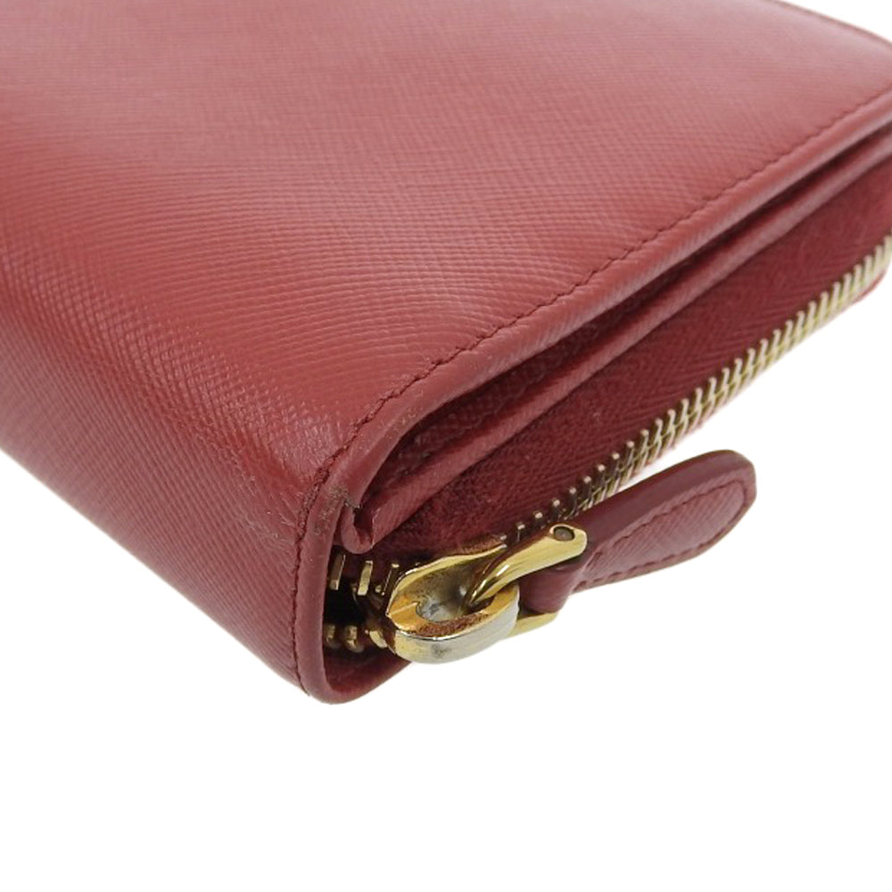 Prada Leather Round Zipper Long Wallet 1M1348 Red