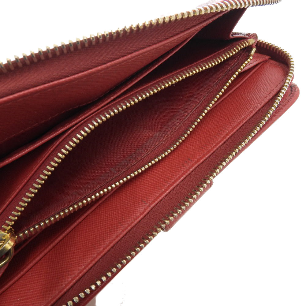 Prada Leather Round Zipper Long Wallet 1M1348 Red