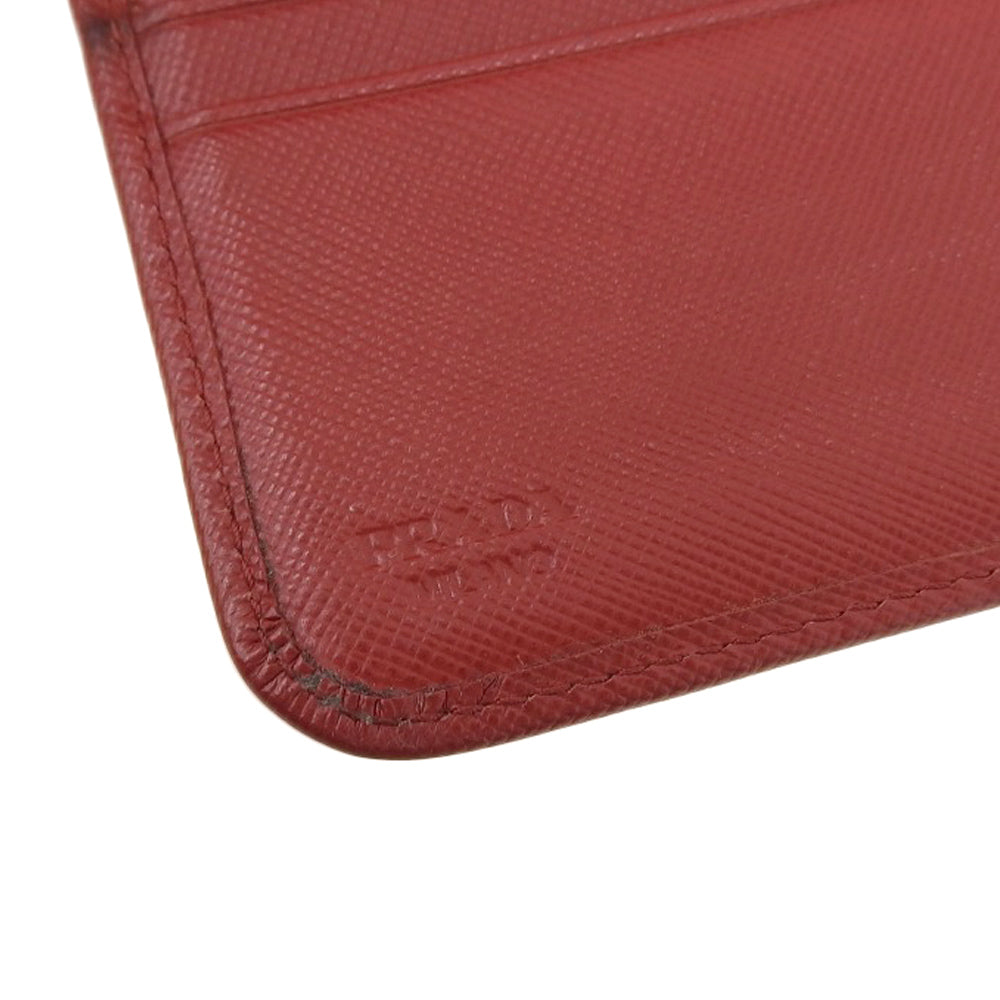 Prada Leather Round Zipper Long Wallet 1M1348 Red