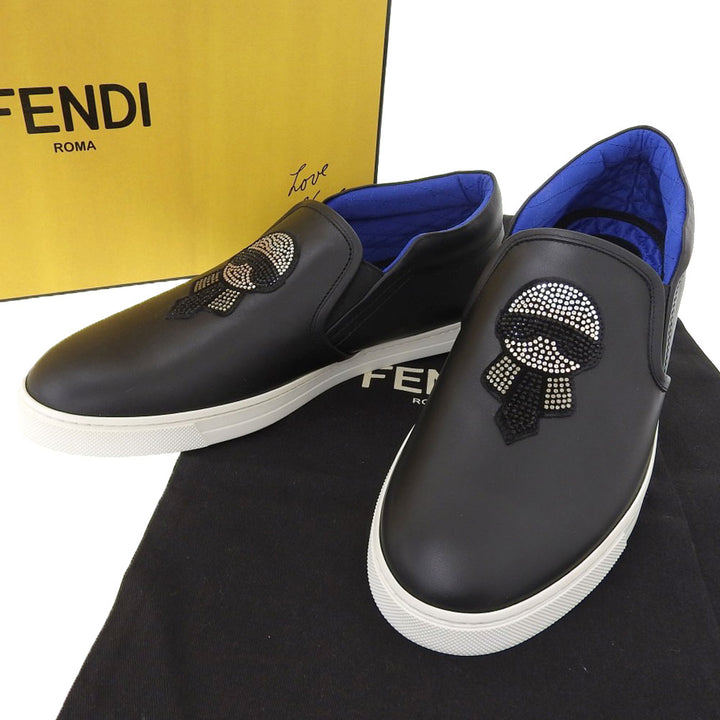 Fendi Leather Slip-On Sneakers Black in Excellent Condition