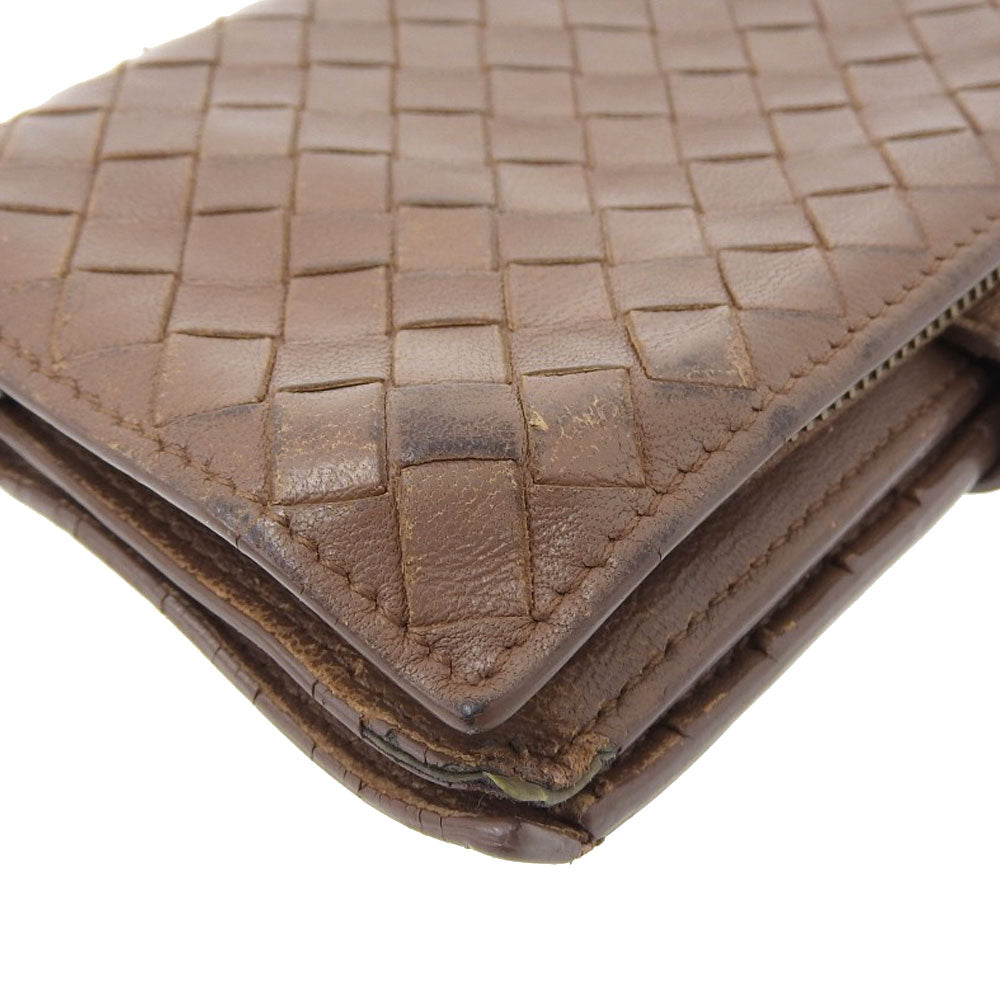 Bottega Veneta Leather Bifold Wallet Brown in Good Condition