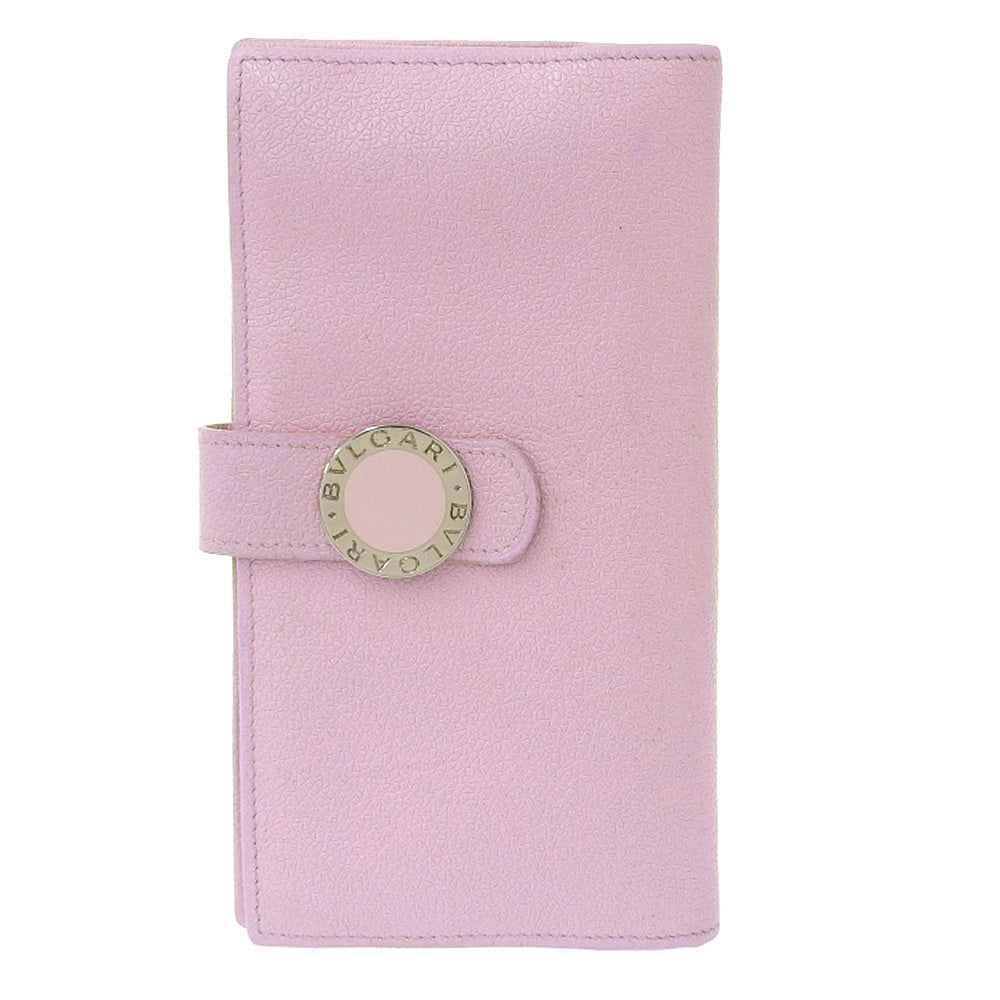 Bvlgari Leather Long Wallet Pink in Very Good Condition