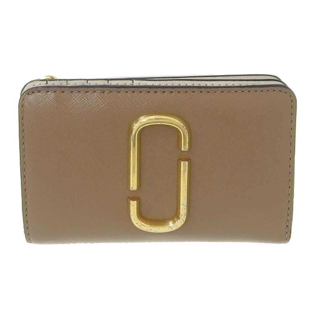 MARC JACOBS Leather Bifold Wallet Beige M0014281 in Very Good Condition