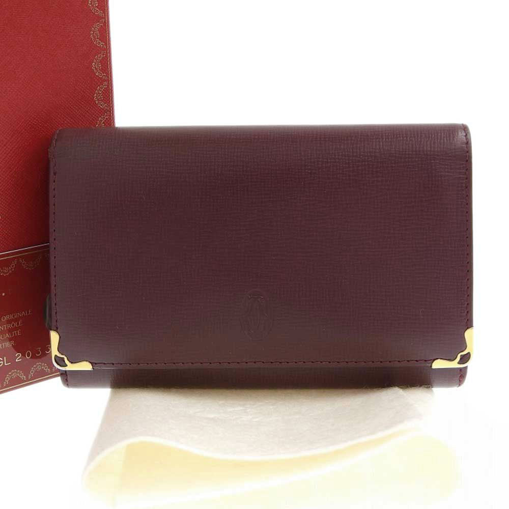 Cartier Must Line Leather Bifold Wallet Bordeaux L3000223 Vintage in Great Condition