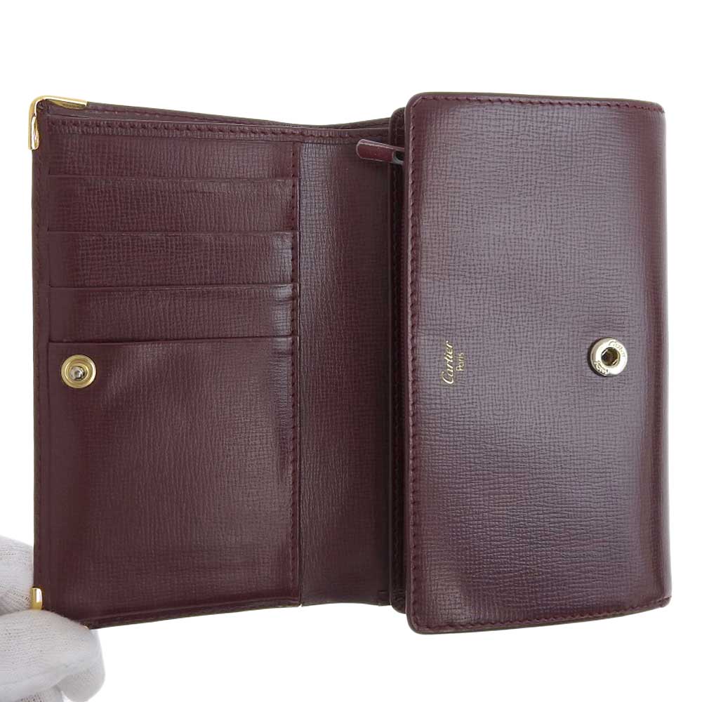 Cartier Must Line Leather Bifold Wallet Bordeaux L3000223 Vintage in Great Condition