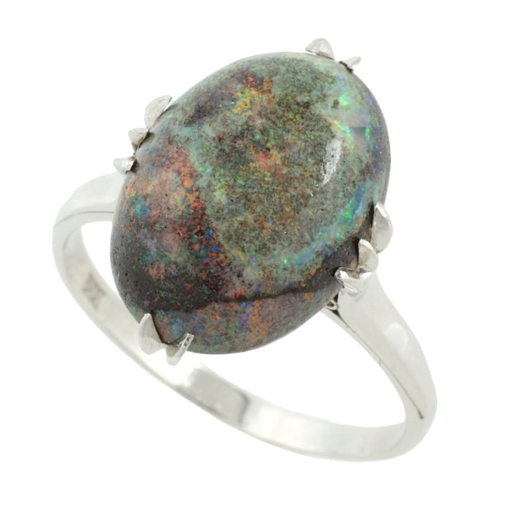 Platinum Opal Antique Vintage Ring Size 16