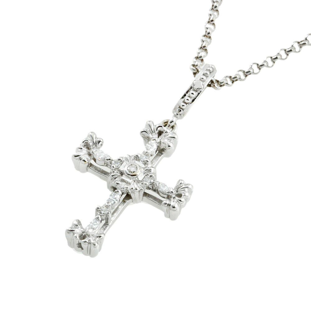 AHKAH K18WG Diamond Cross Necklace 0.22ct in Excellent Condition