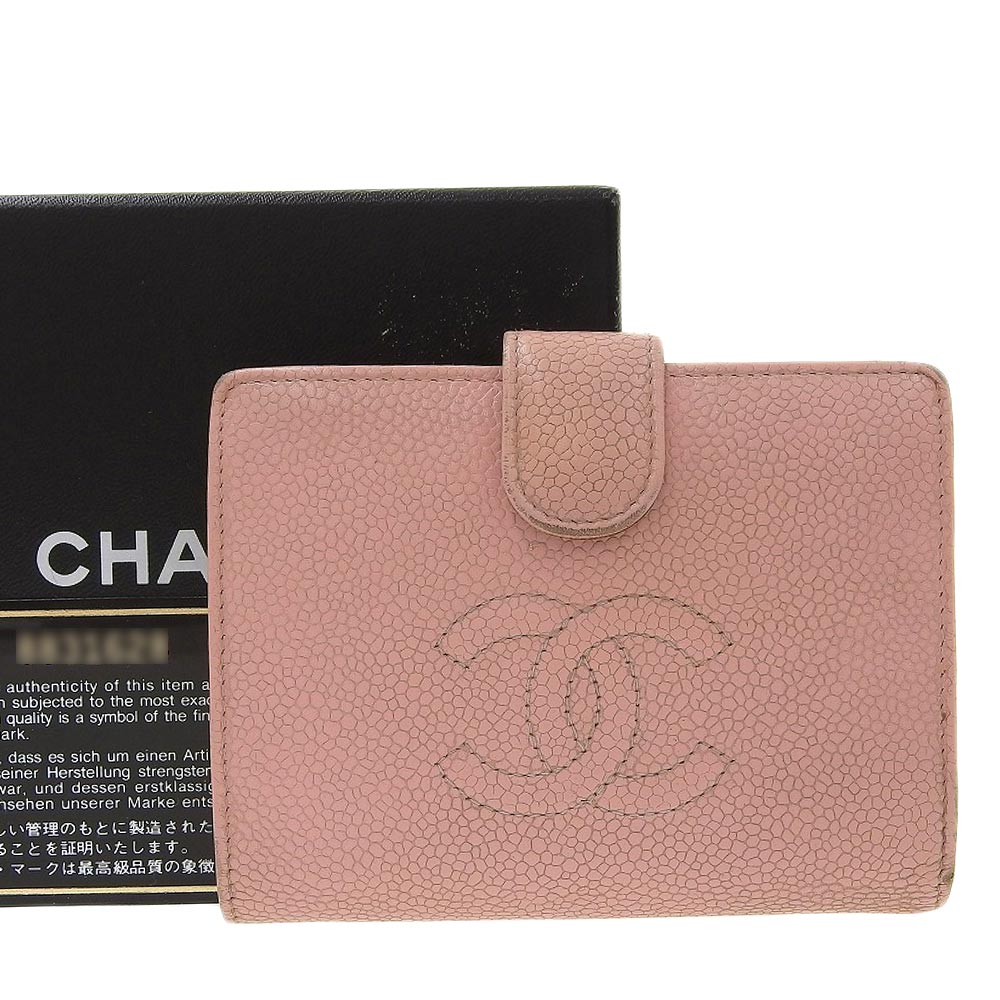 Chanel Caviar Skin Folding Wallet with Coin Purse A13497 in Good Condition