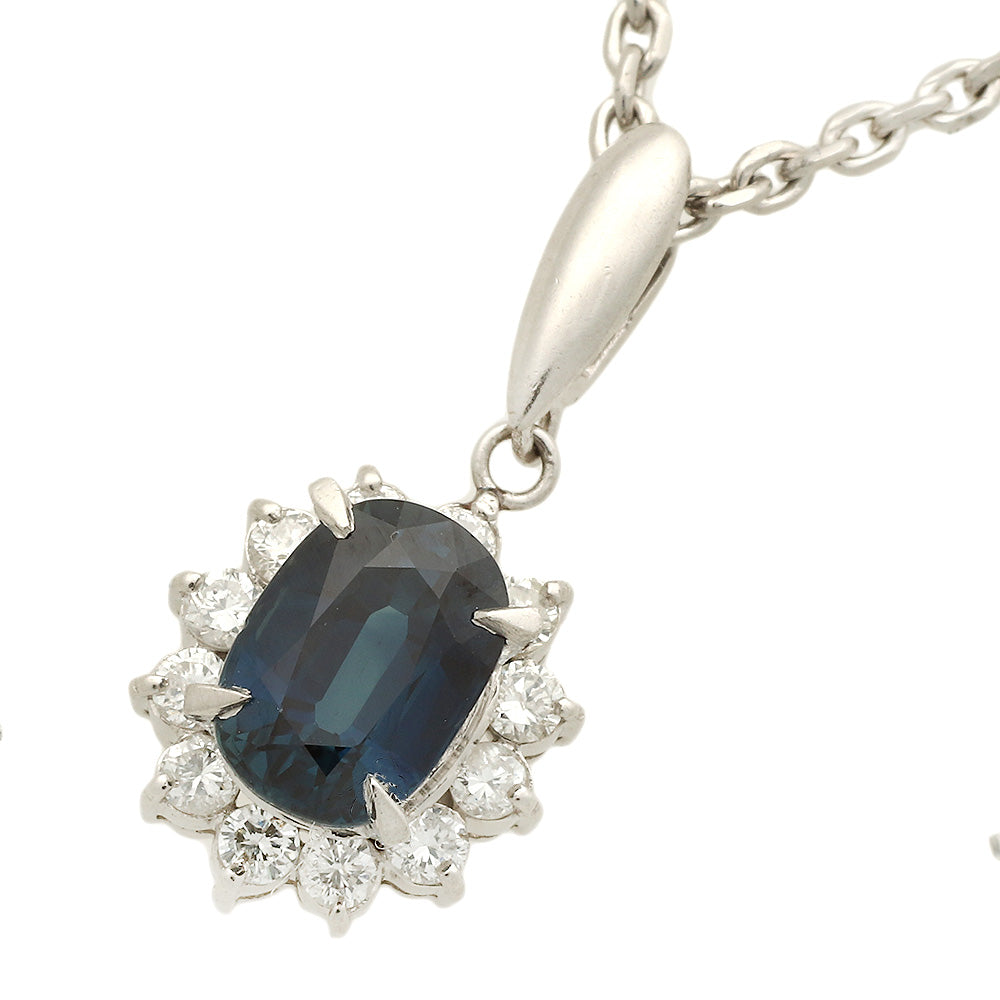 Platinum Pt850 Sapphire 2.08ct Diamond 0.40ct Necklace