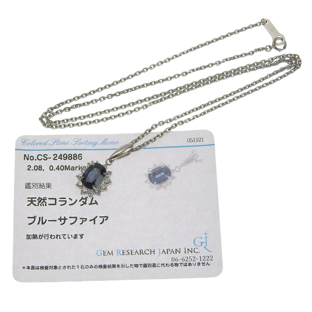 Platinum Pt850 Sapphire 2.08ct Diamond 0.40ct Necklace