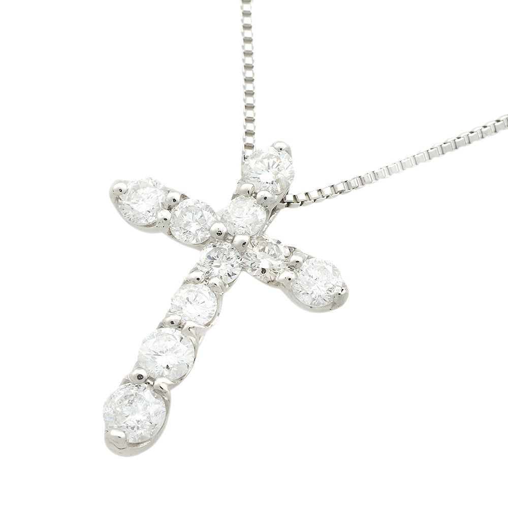 Platinum Cross Necklace Pt850/Pt900 Diamond 0.50ct