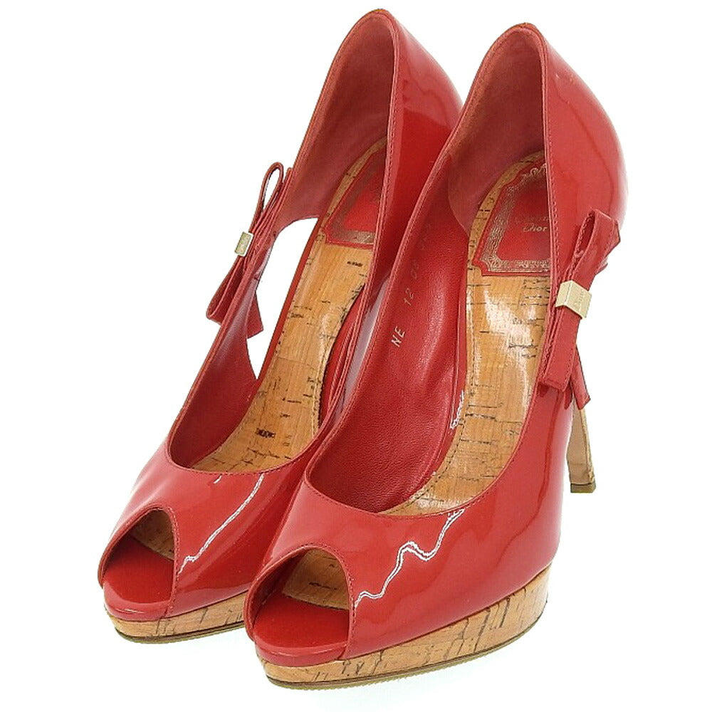 Christian Dior Red Patent Leather Open Toe Pumps