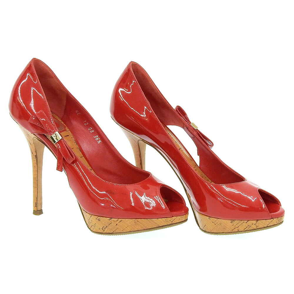 Christian Dior Red Patent Leather Open Toe Pumps