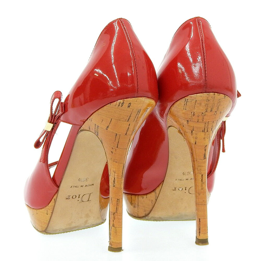 Christian Dior Red Patent Leather Open Toe Pumps