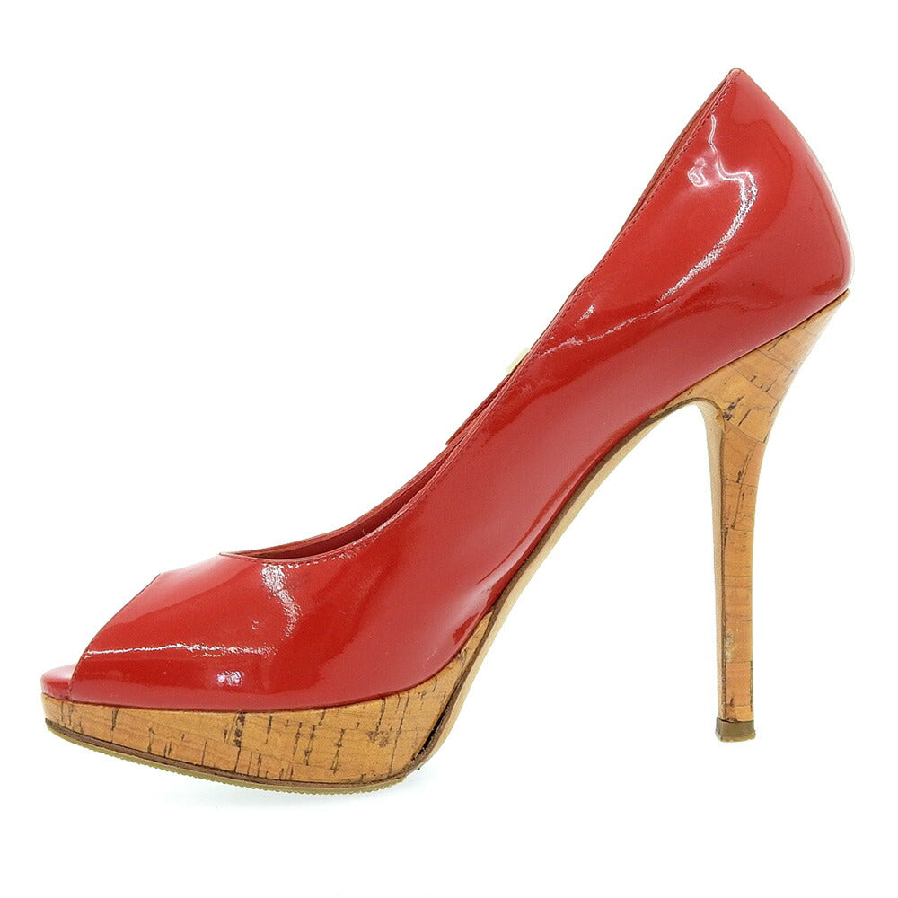 Christian Dior Red Patent Leather Open Toe Pumps