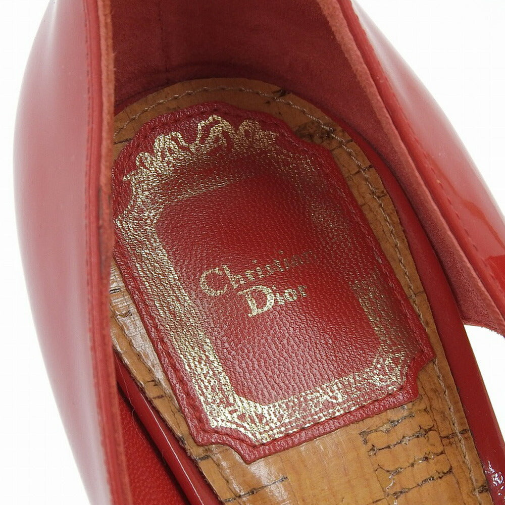 Christian Dior Red Patent Leather Open Toe Pumps