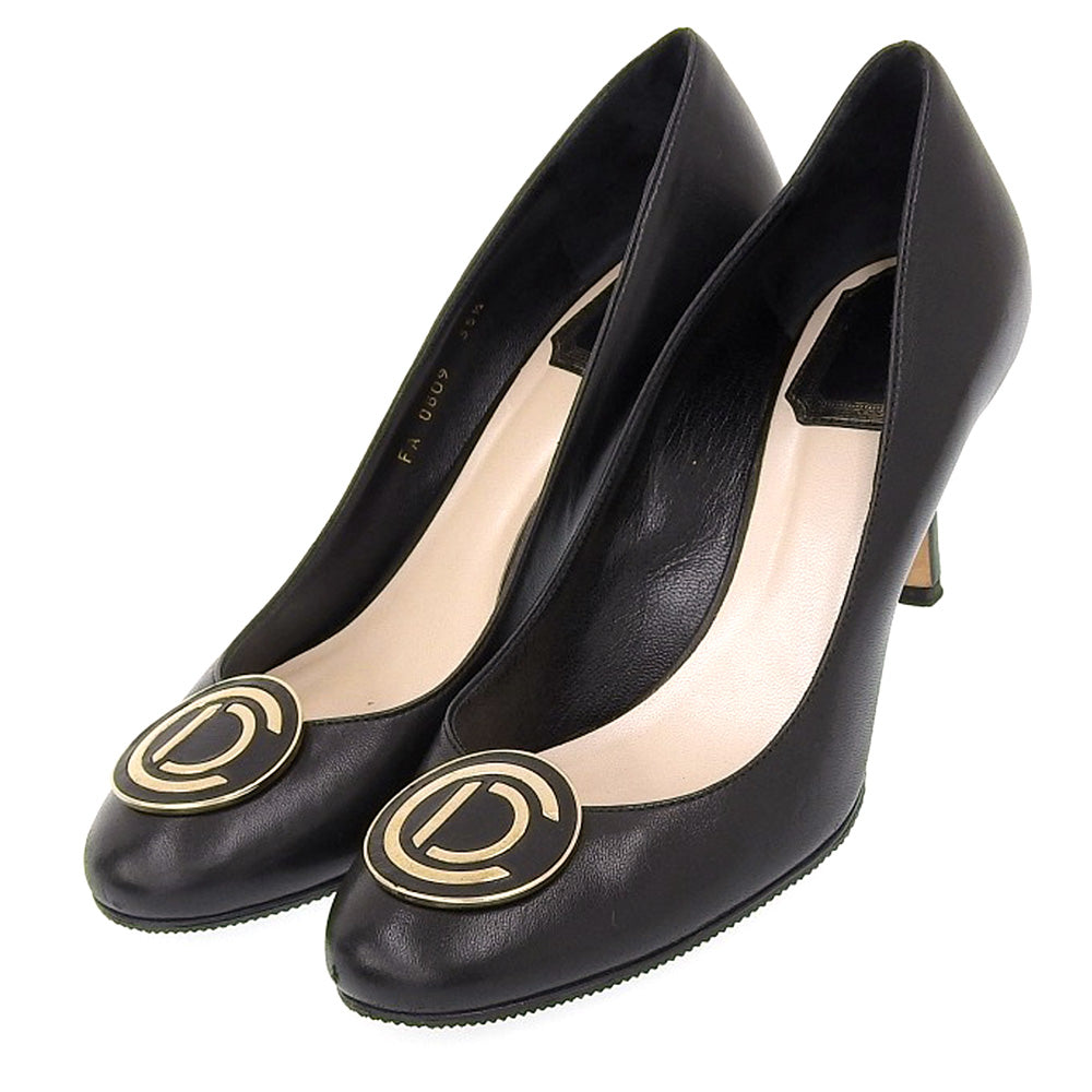 Christian Dior Leather High Heel Pumps Black Size 35 1/2 FA0609 in Very Good Condition