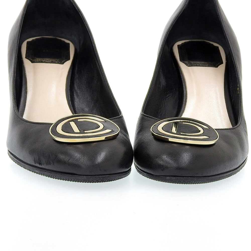 Christian Dior Leather High Heel Pumps Black Size 35 1/2 FA0609 in Very Good Condition