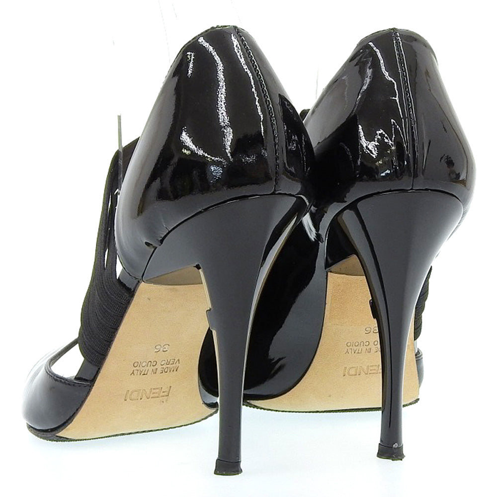 Fendi Patent Open Toe Pumps Black in Great Condition