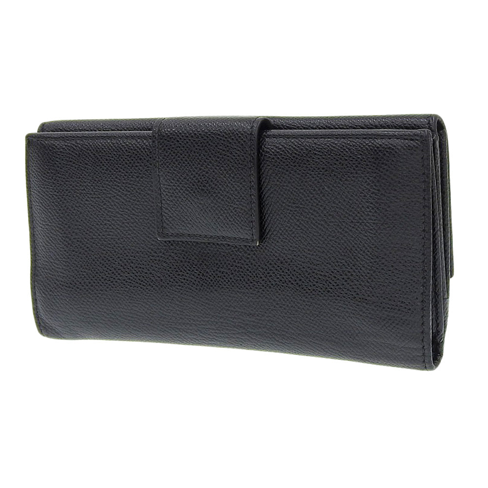 Bvlgari Leather Double Hook Long Wallet Black in Good Condition